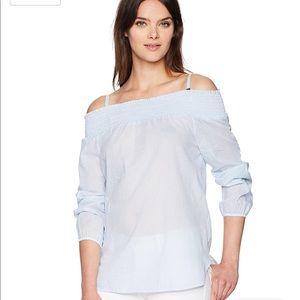 Calvin Klein Pinstripe Off The Shoulder Top